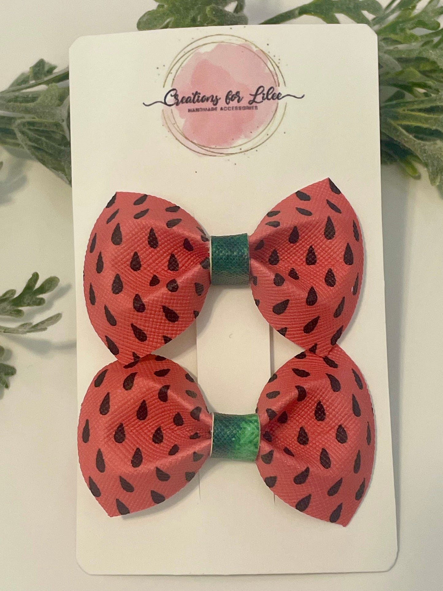 Pigtail Bows - Watermelons