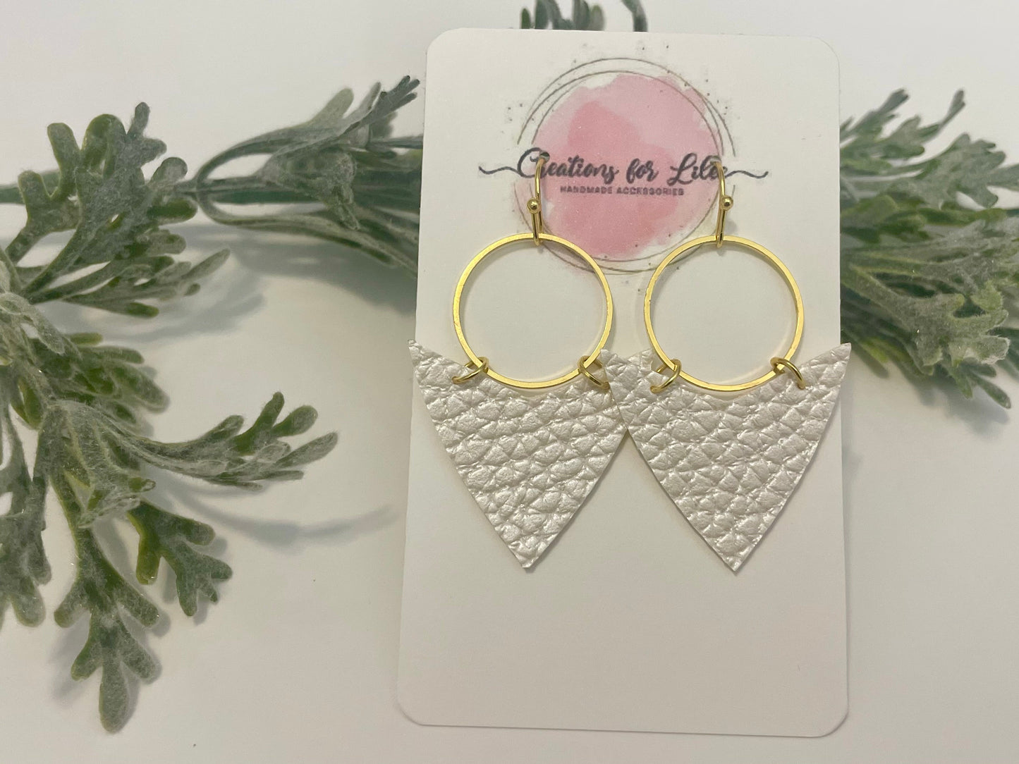 Leatherette Earrings - Pearlescent White