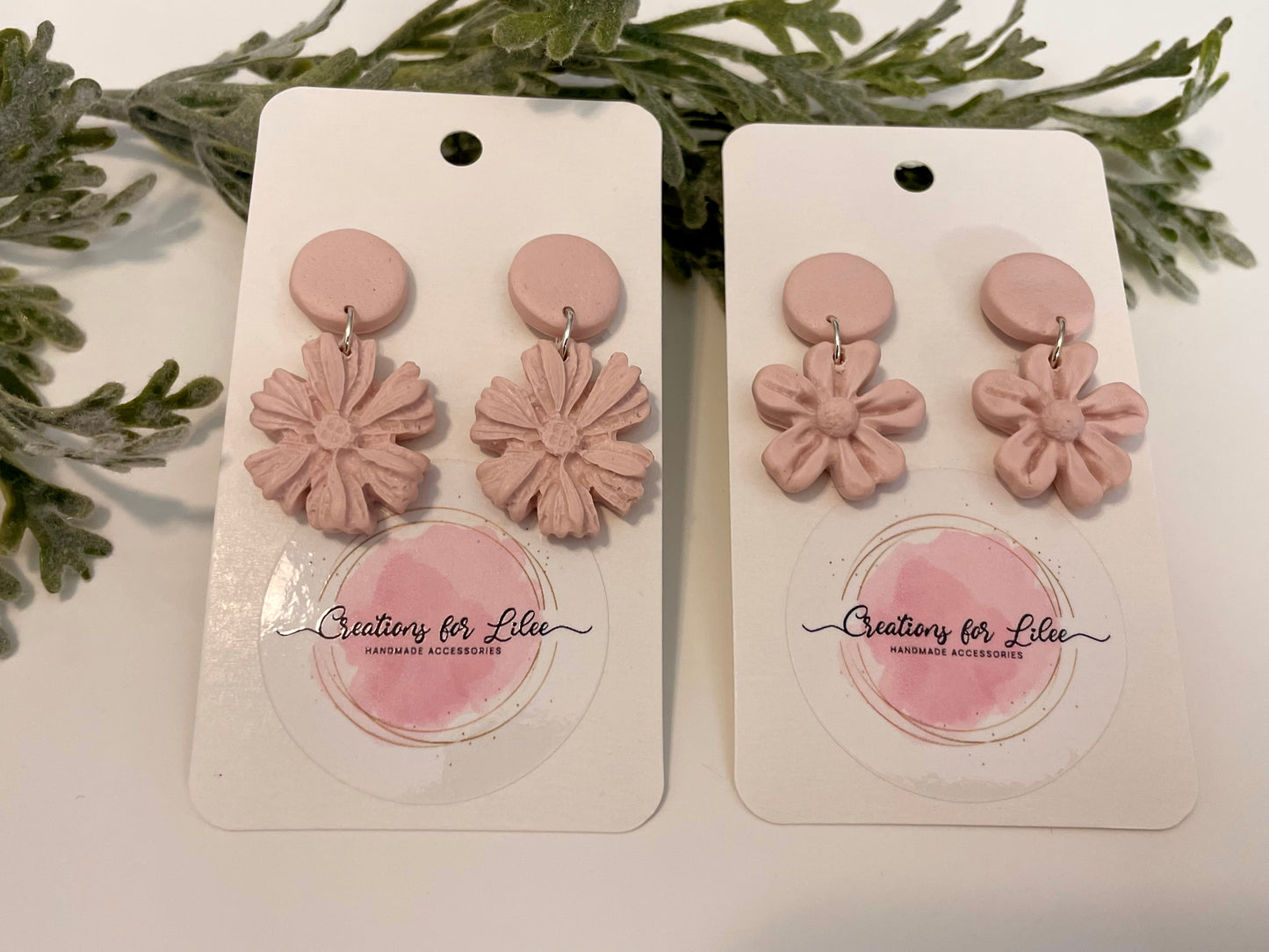 Clay Earrings - Light Pink Flower Earrings