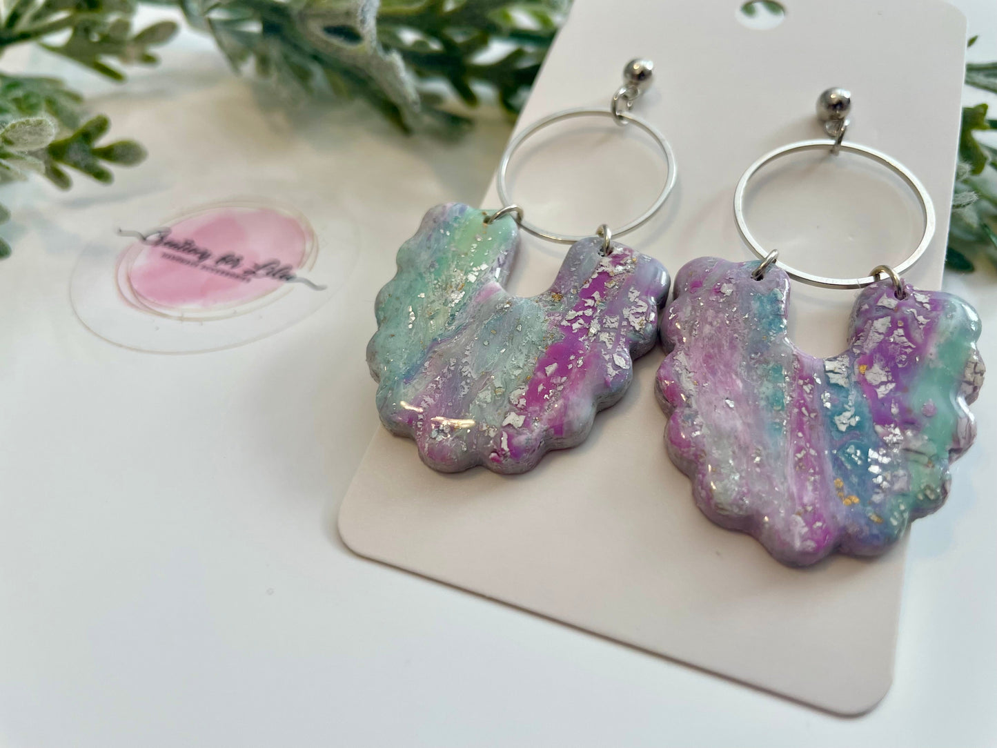 Clay Earrings - Purple & Teal Earrings