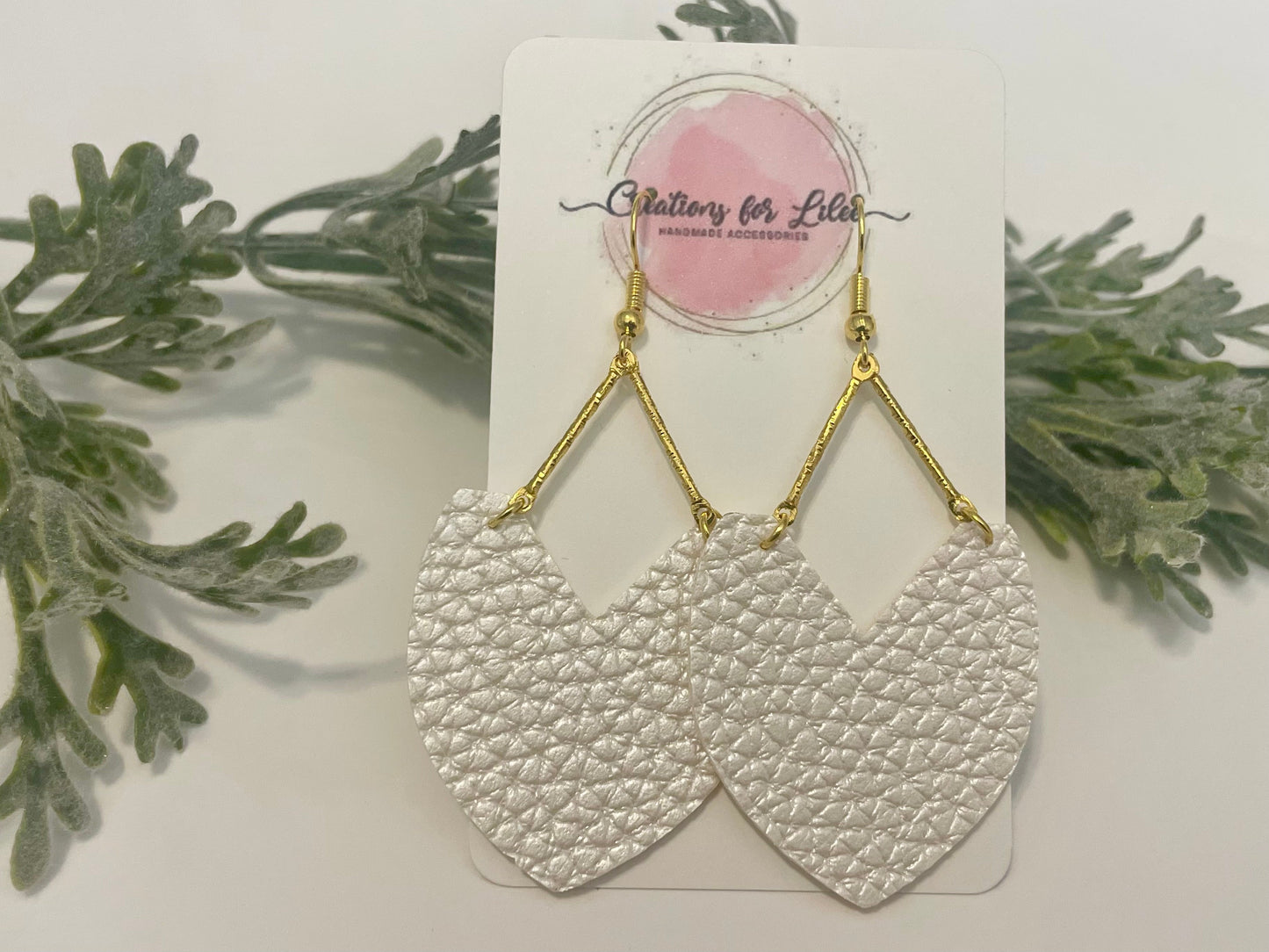 Leatherette Earrings - Pearlescent White