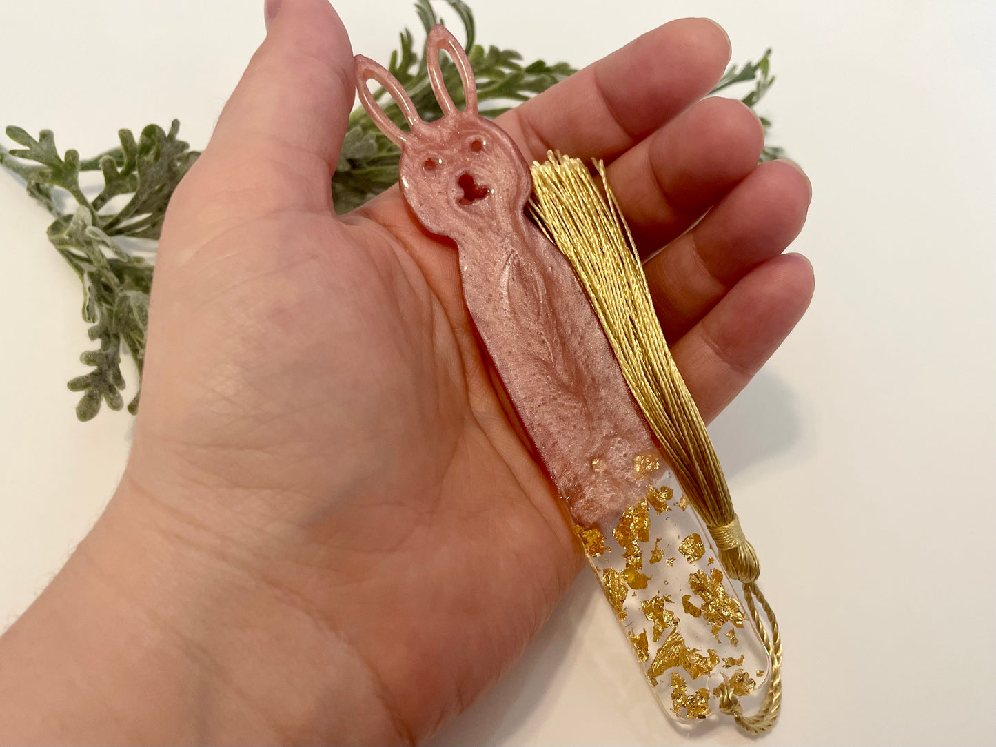 Resin Bookmarks - Pink & Gold Bunny