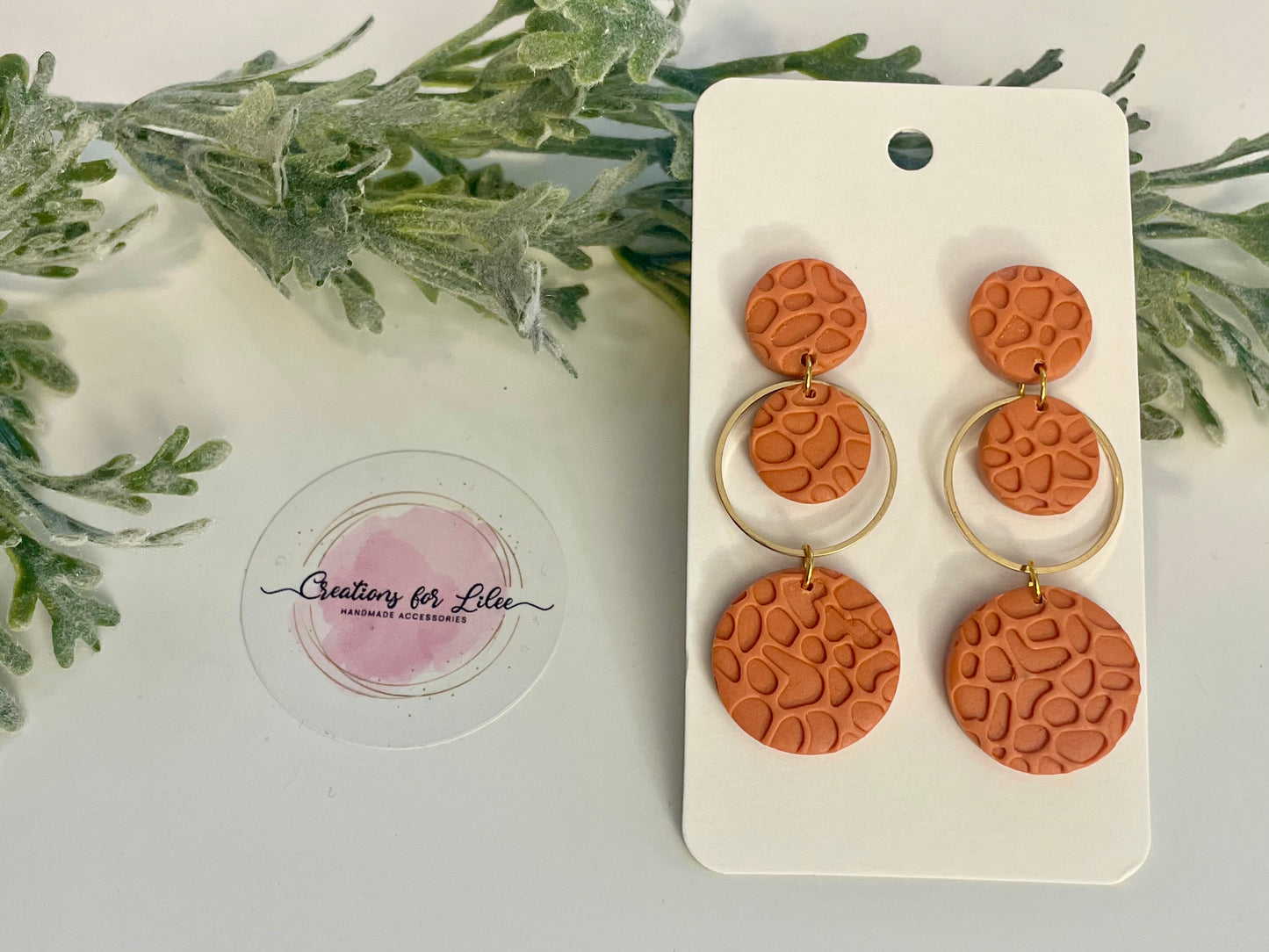 Clay Earrings - Orange Circle Earrings