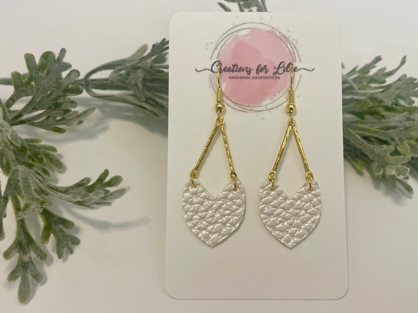 Leatherette Earrings - Pearlescent White