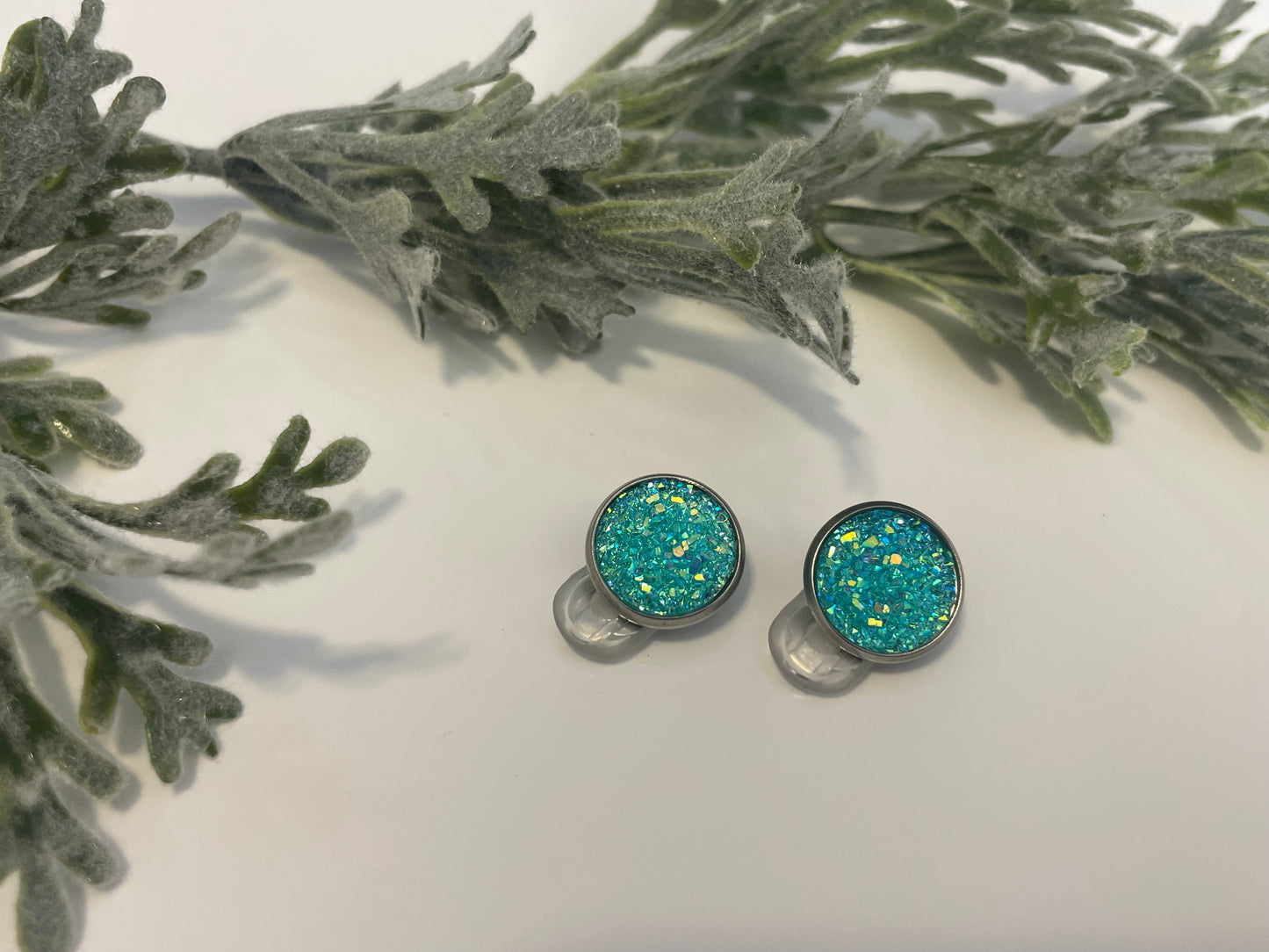 Druzy Clip On Earrings - Stainless