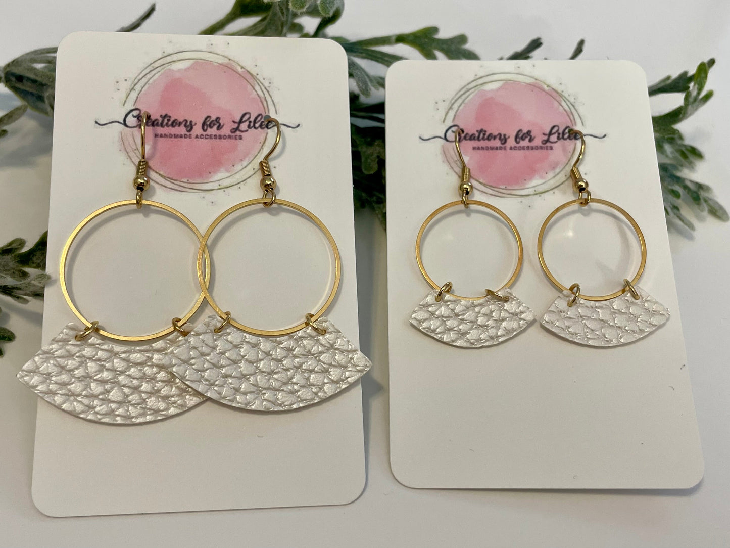 Leatherette Earrings - Pearlescent White