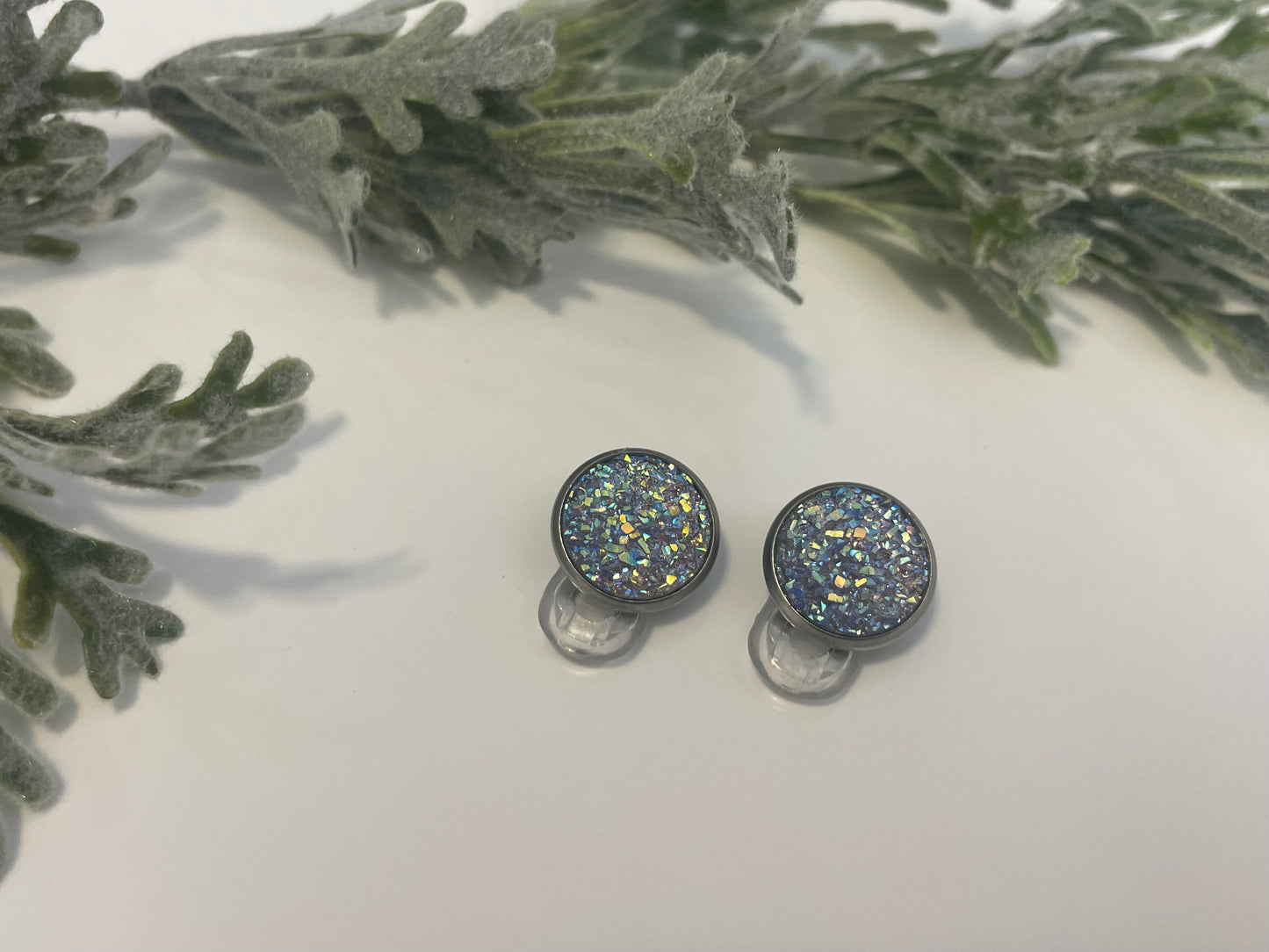 Druzy Clip On Earrings - Stainless