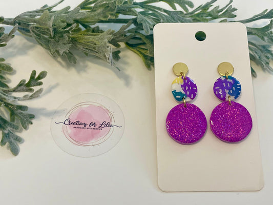 Clay Earrings - Sparkle & Color Circle Earrings