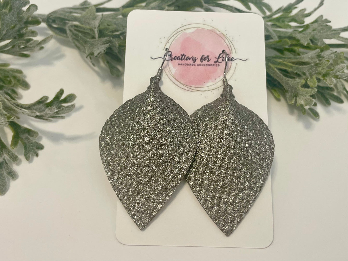 Leatherette Earrings - Silver