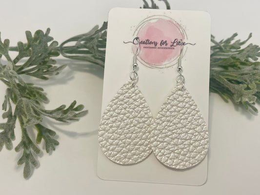 Leatherette Earrings - Pearlescent White