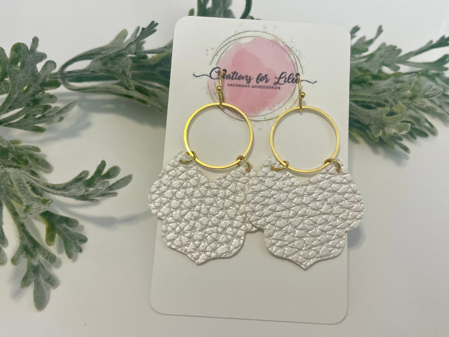 Leatherette Earrings - Pearlescent White