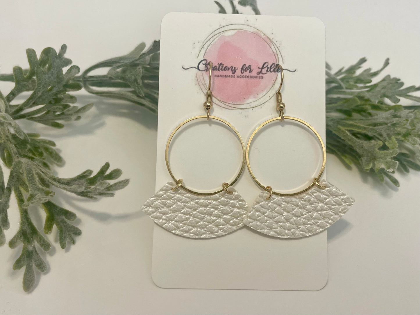 Leatherette Earrings - Pearlescent White