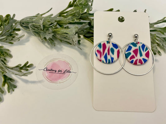 Clay Earrings - Colorful Terrazzo Circle Earrings