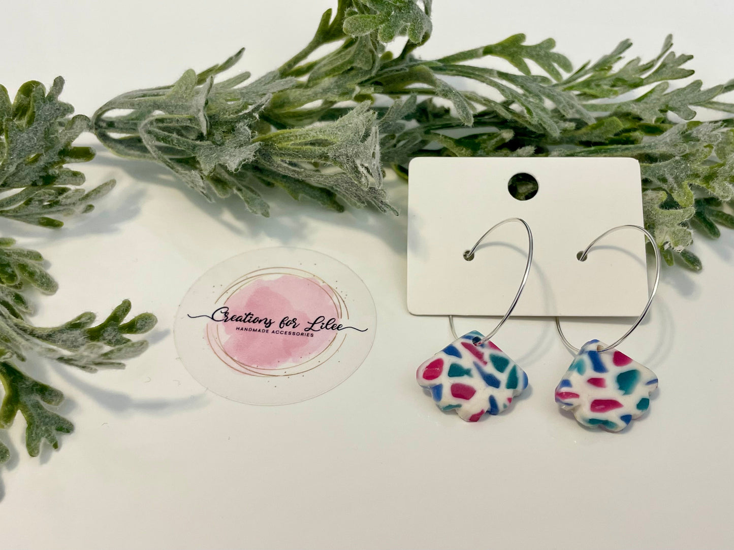 Clay Earrings - Colorful Terrazzo Hoop Earrings