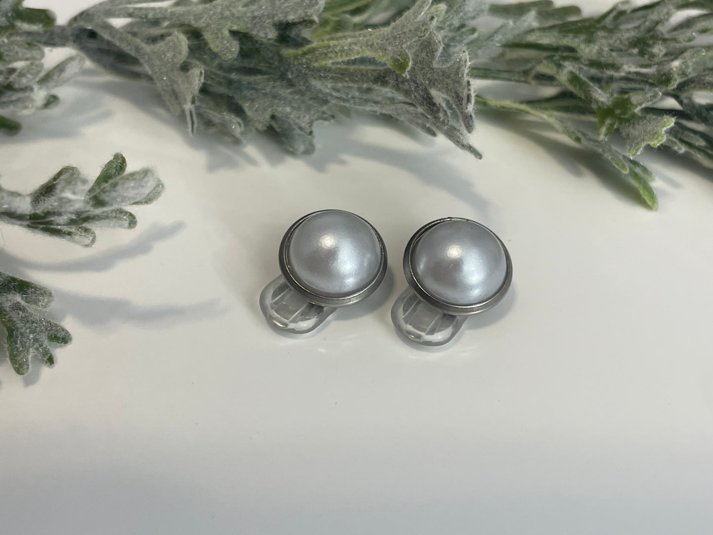 Faux Pearl Cabochon Clip On Earrings