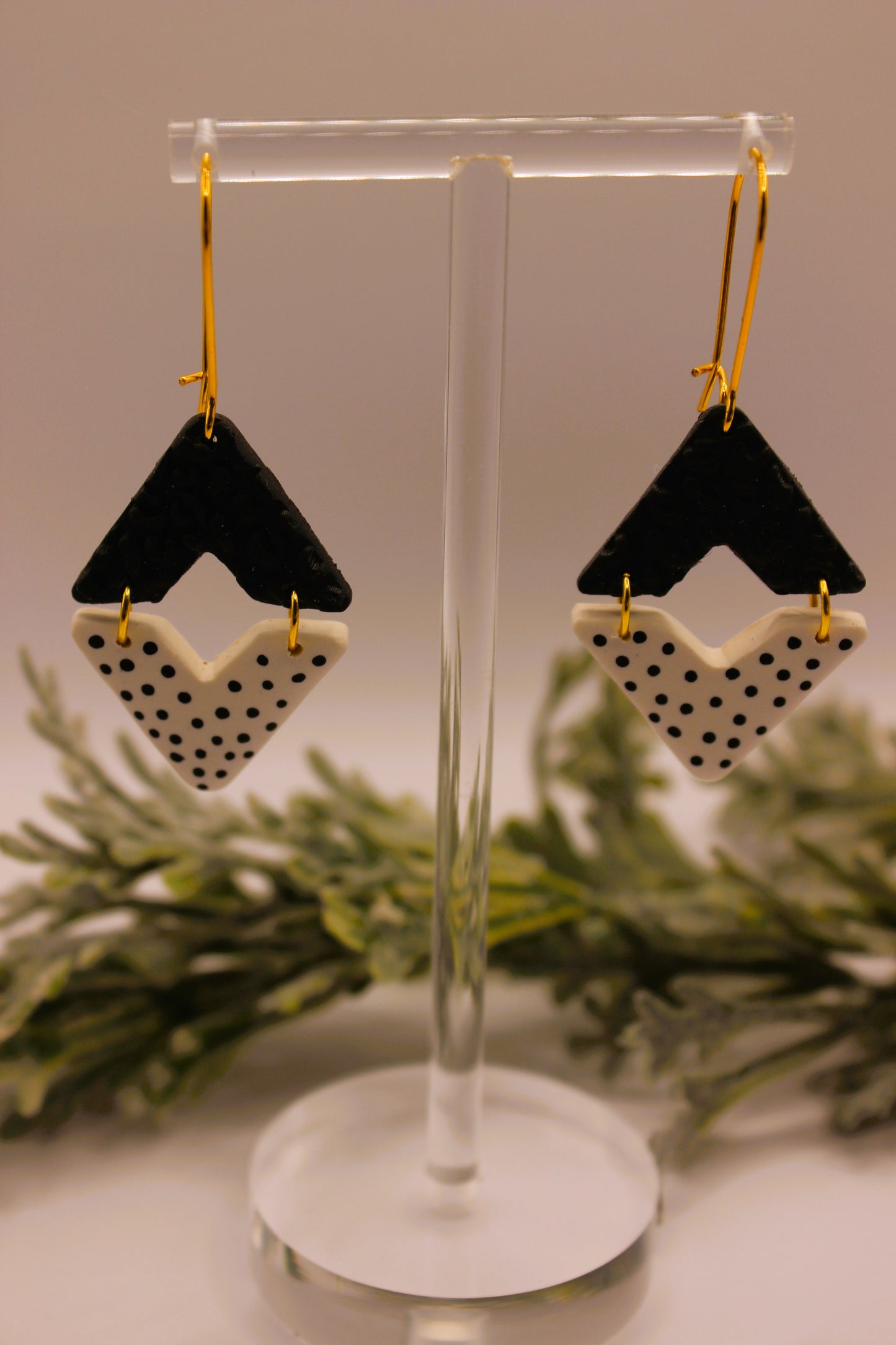 Clay Earrings - Black & White Earrings