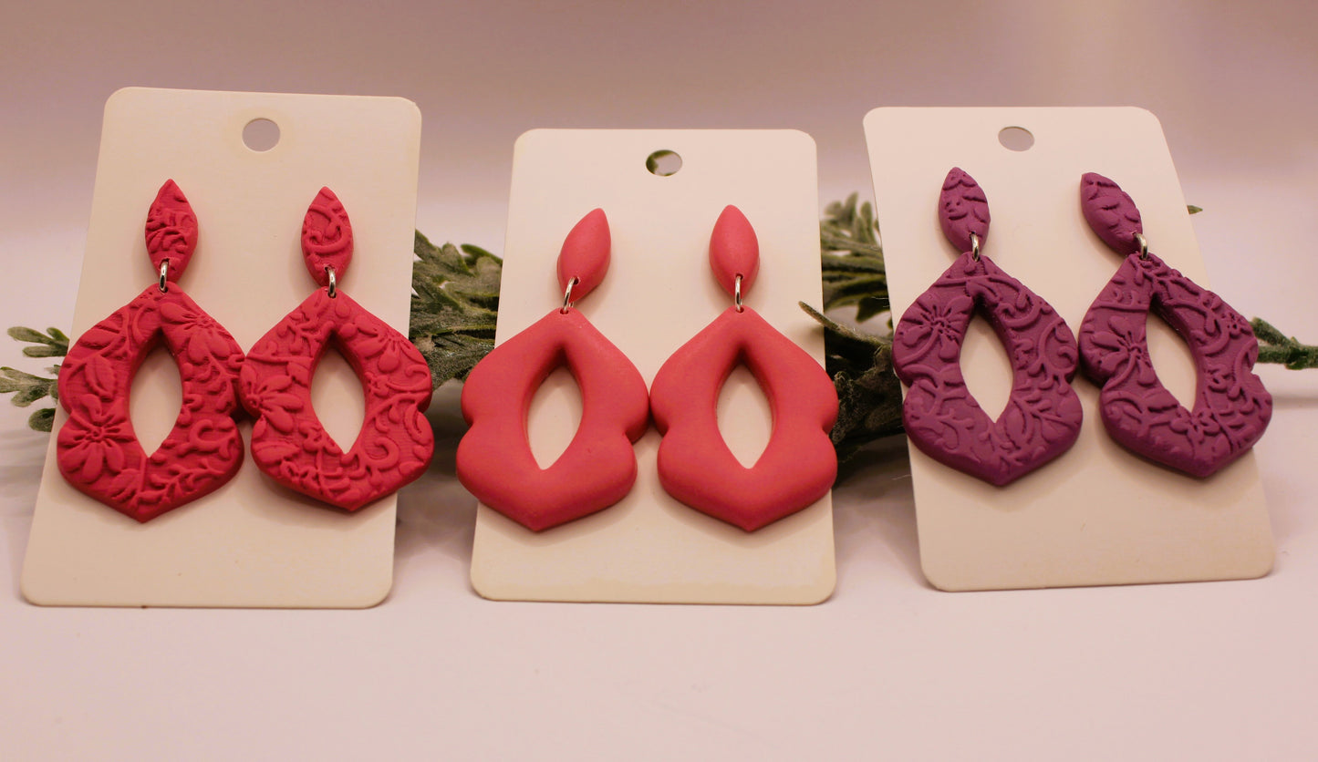 Clay Earrings - Pink Moroccan Shaped Earrings