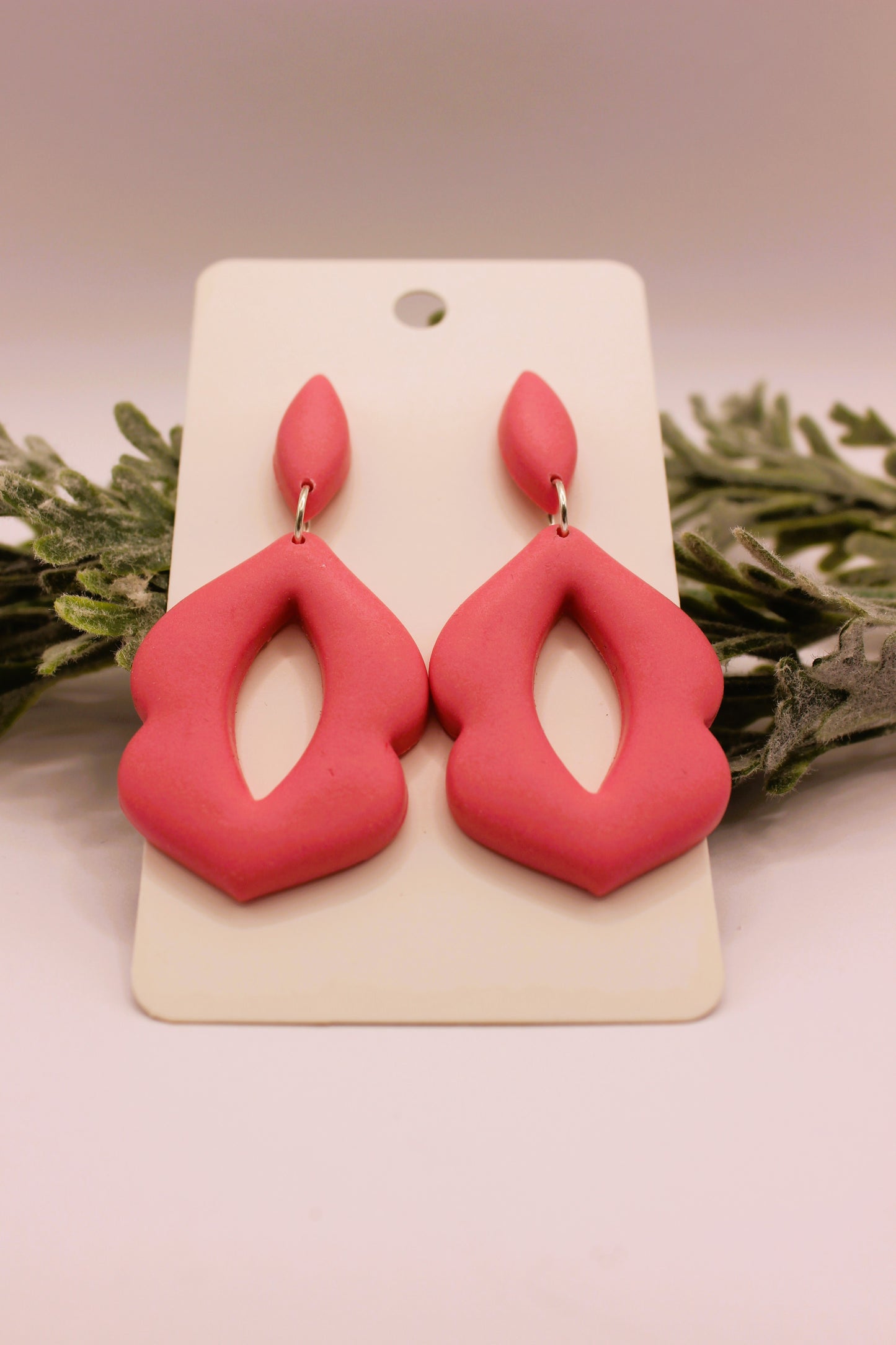 Clay Earrings - Pink Moroccan Shaped Earrings