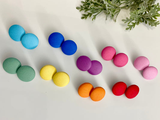 Button Earrings - Solid Colors