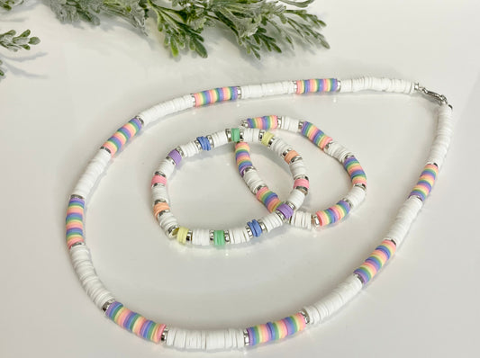 Heishi Necklace - White & Pastels