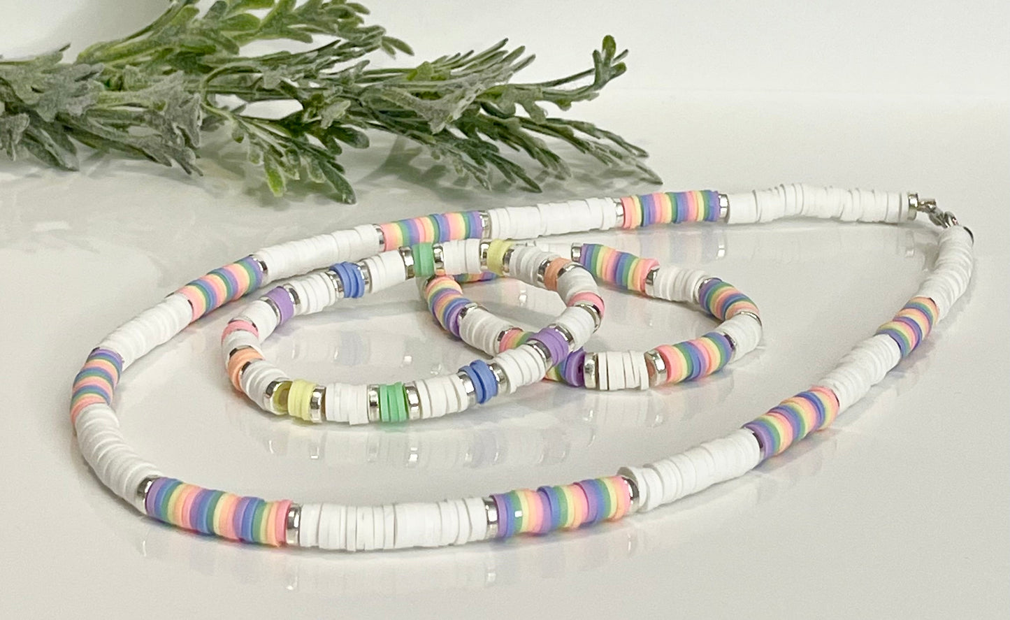 Heishi Necklace - White & Pastels