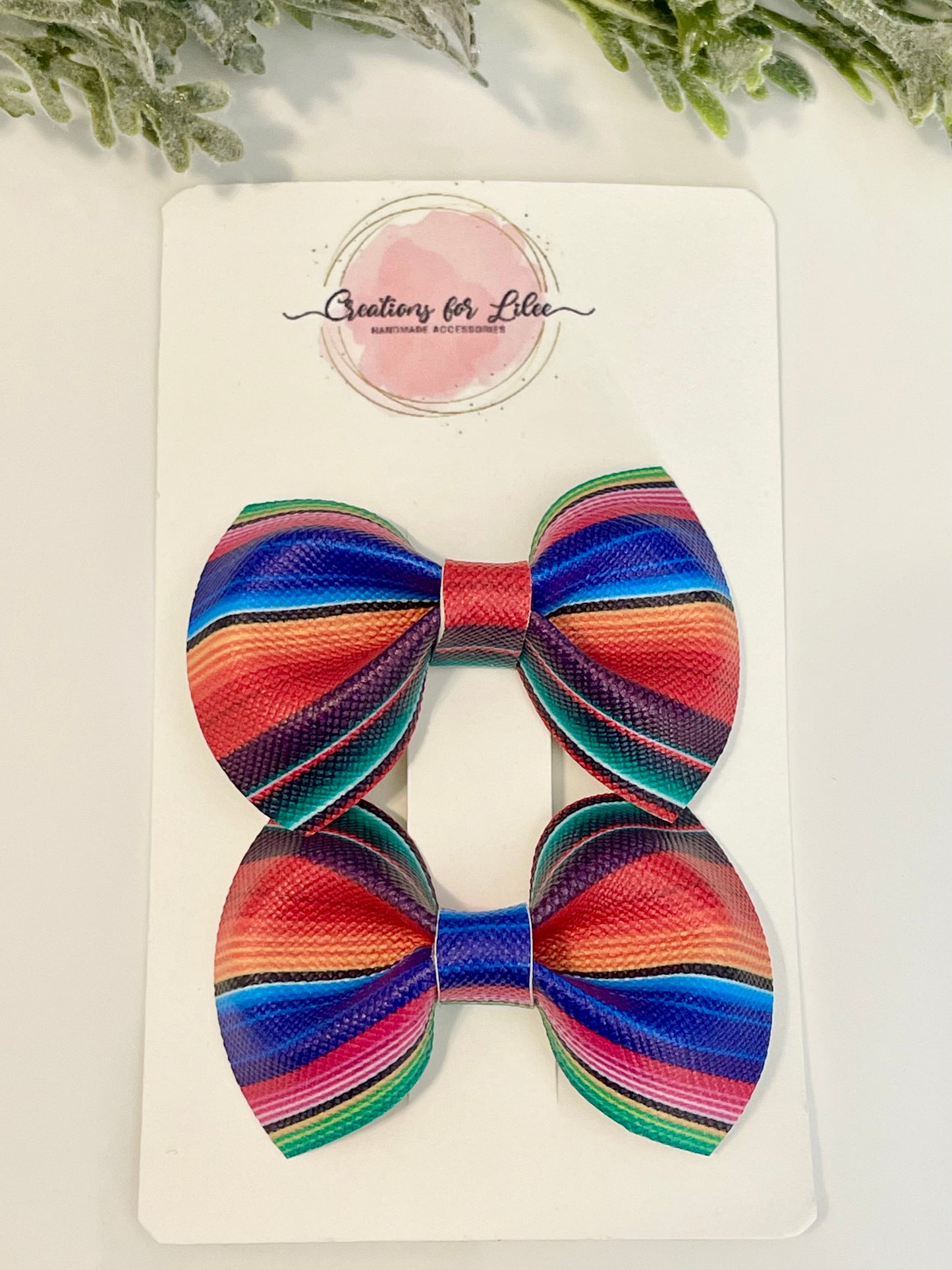 Pigtail Bows - Colorful Stripes