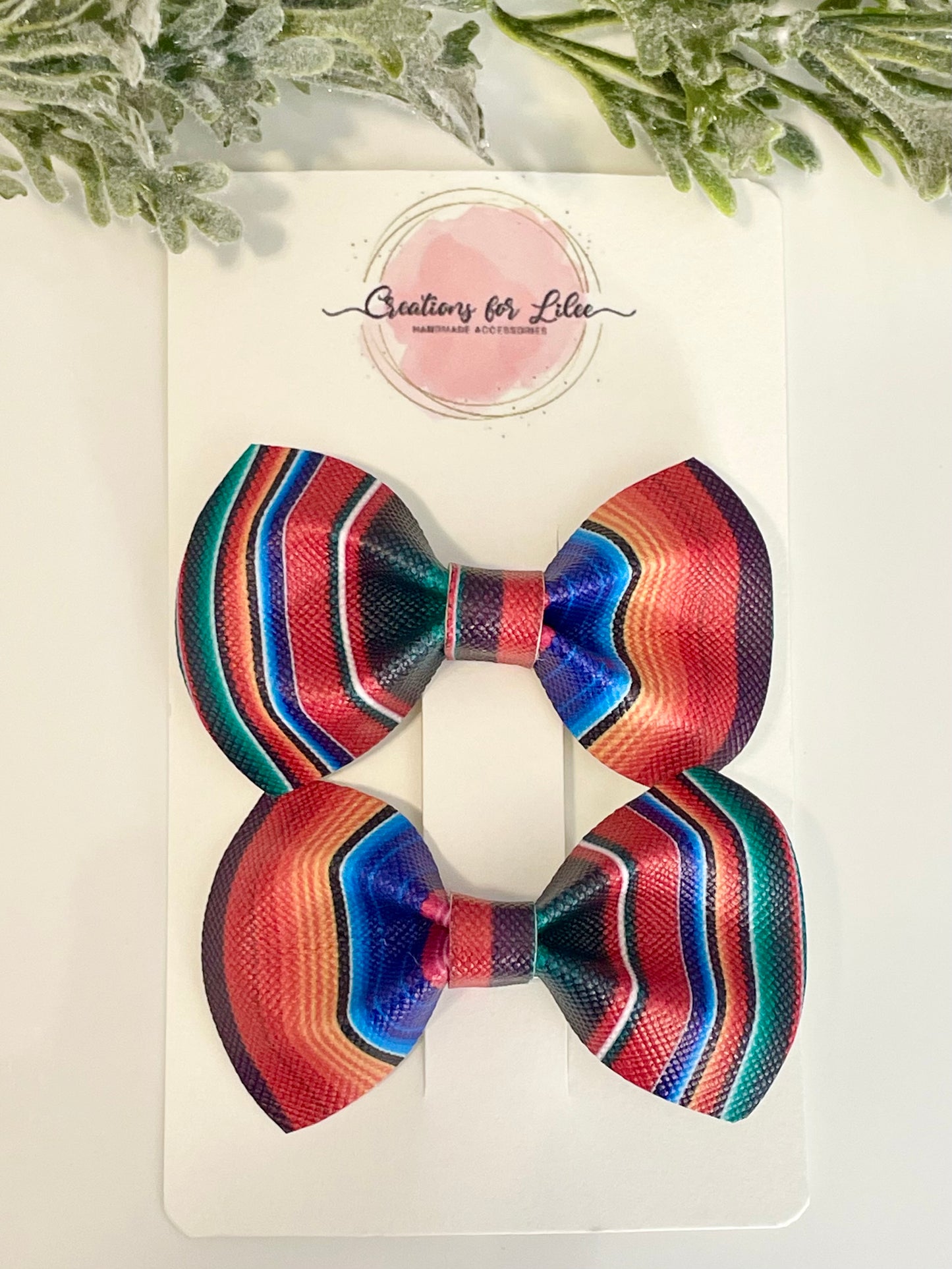 Pigtail Bows - Colorful Stripes