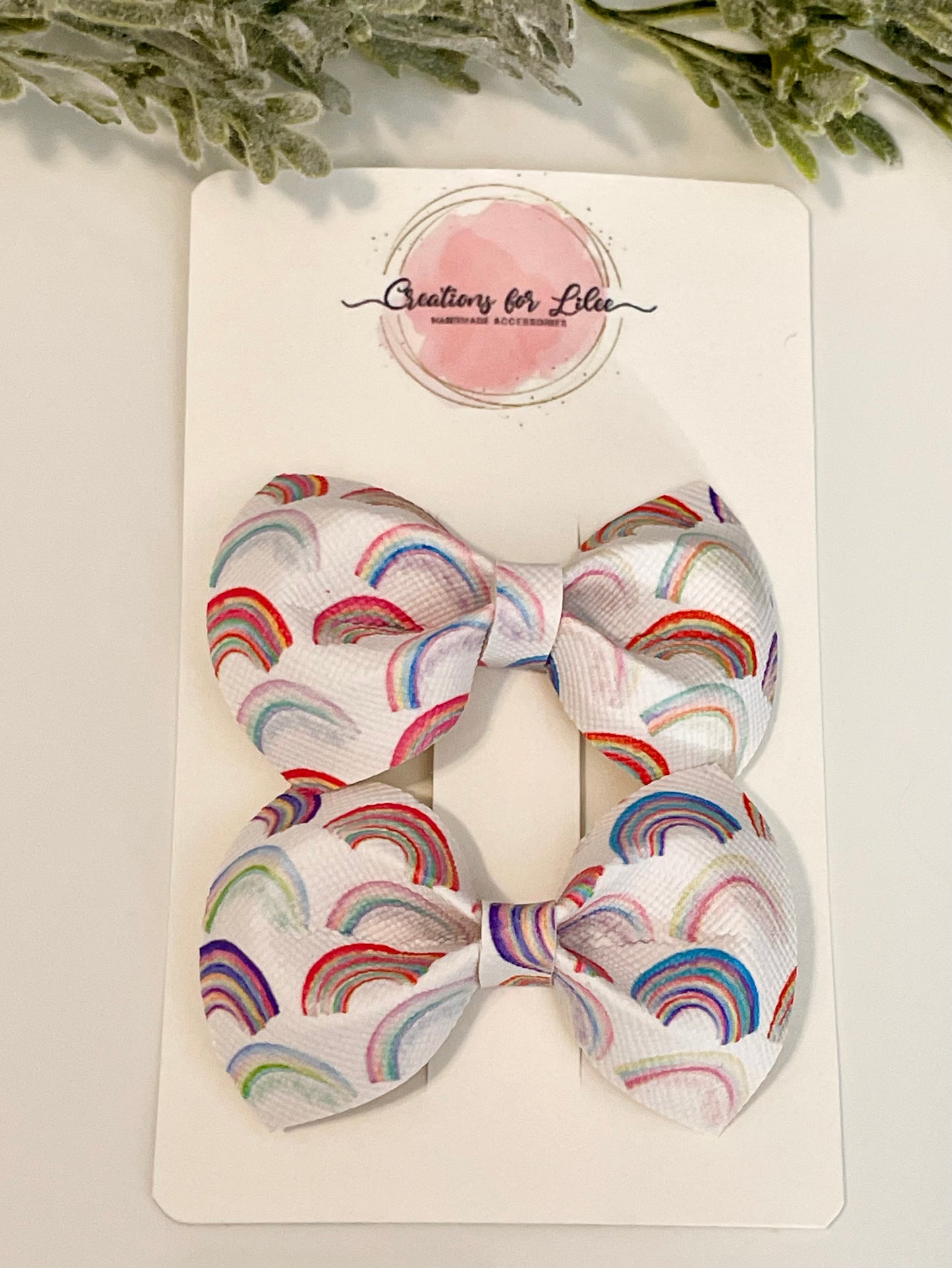 Pigtail Bows - Rainbows