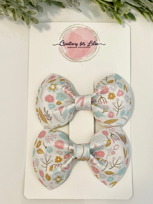 Pigtail Bows - Pastel Floral