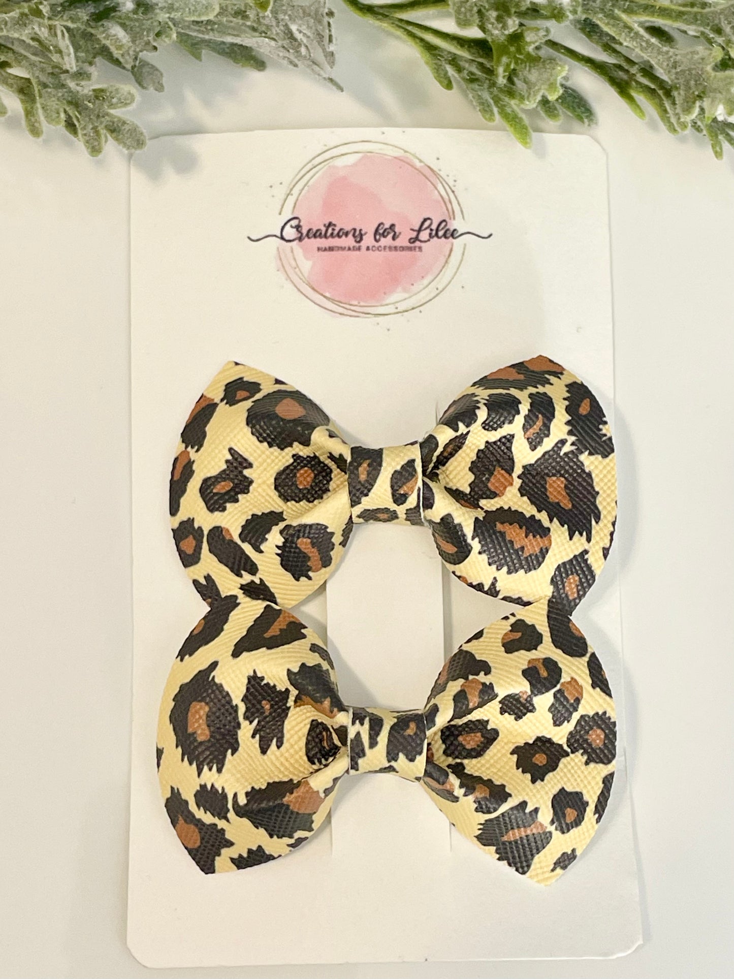 Pigtail Bows - Leopard