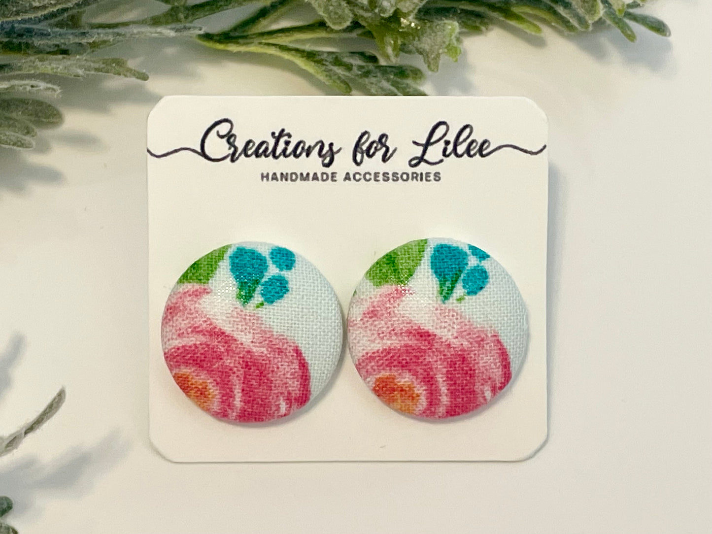 Button Earrings - Floral