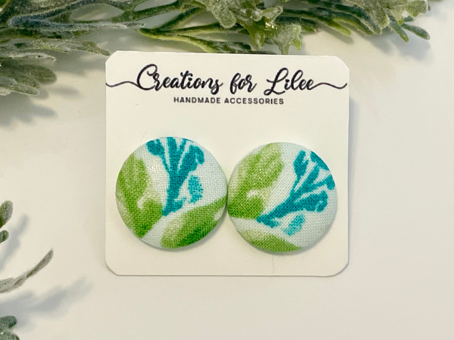 Button Earrings - Floral