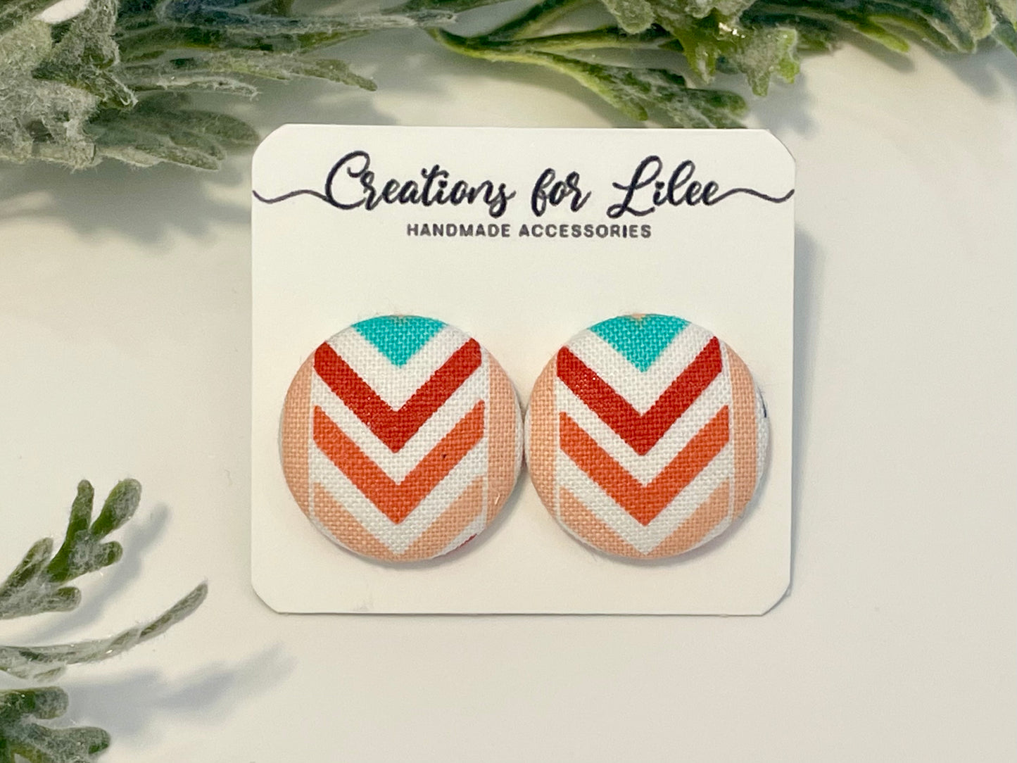 Button Earrings - Geometric Pattern