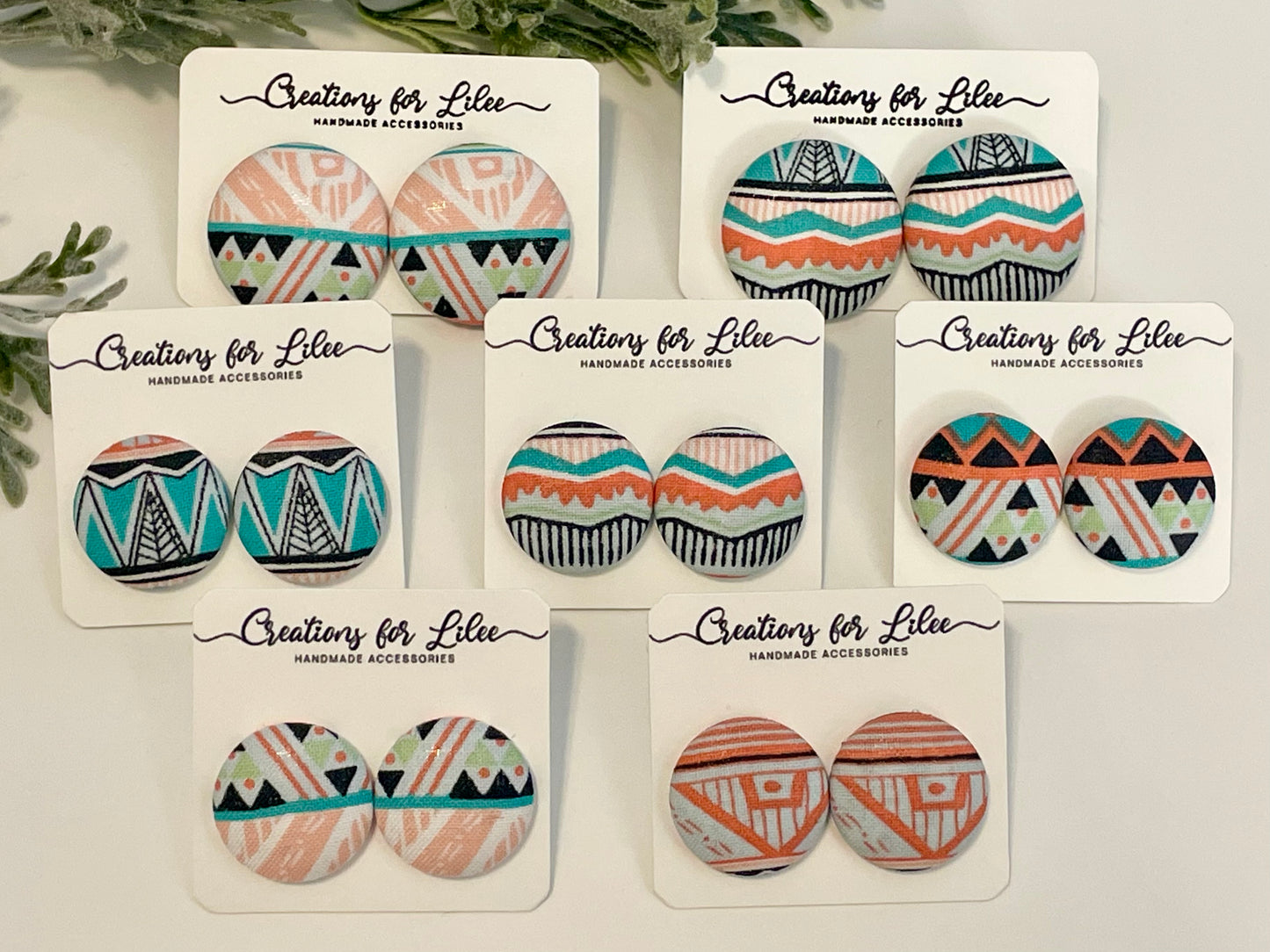 Button Earrings - Patterned