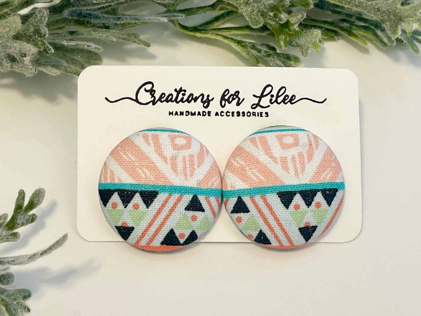 Button Earrings - Patterned