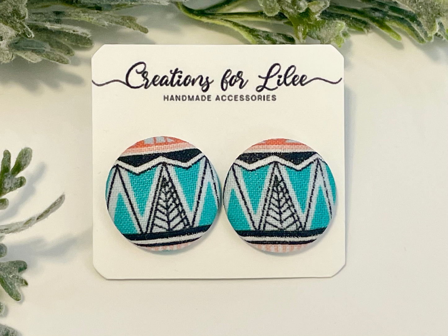 Button Earrings - Patterned