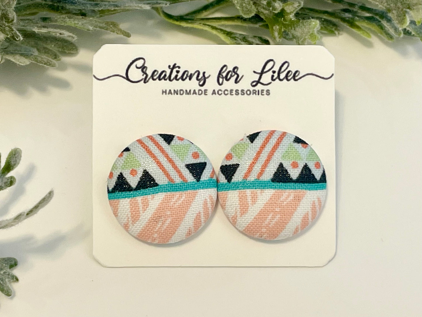 Button Earrings - Patterned