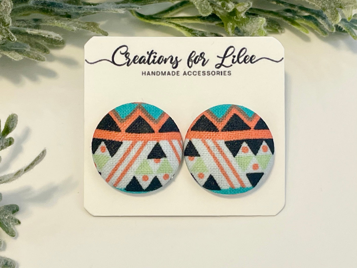 Button Earrings - Patterned