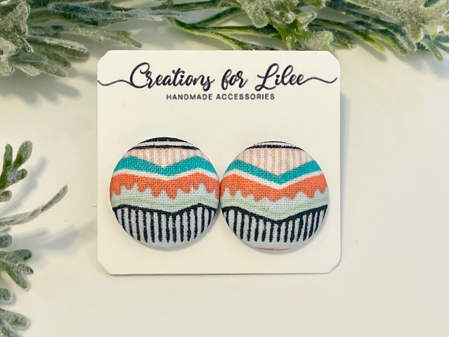 Button Earrings - Patterned