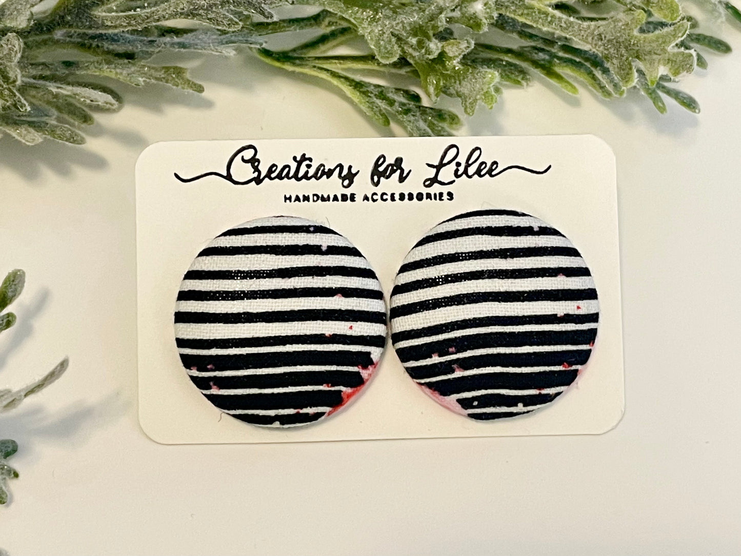 Button Earrings - Flowers & Stripes