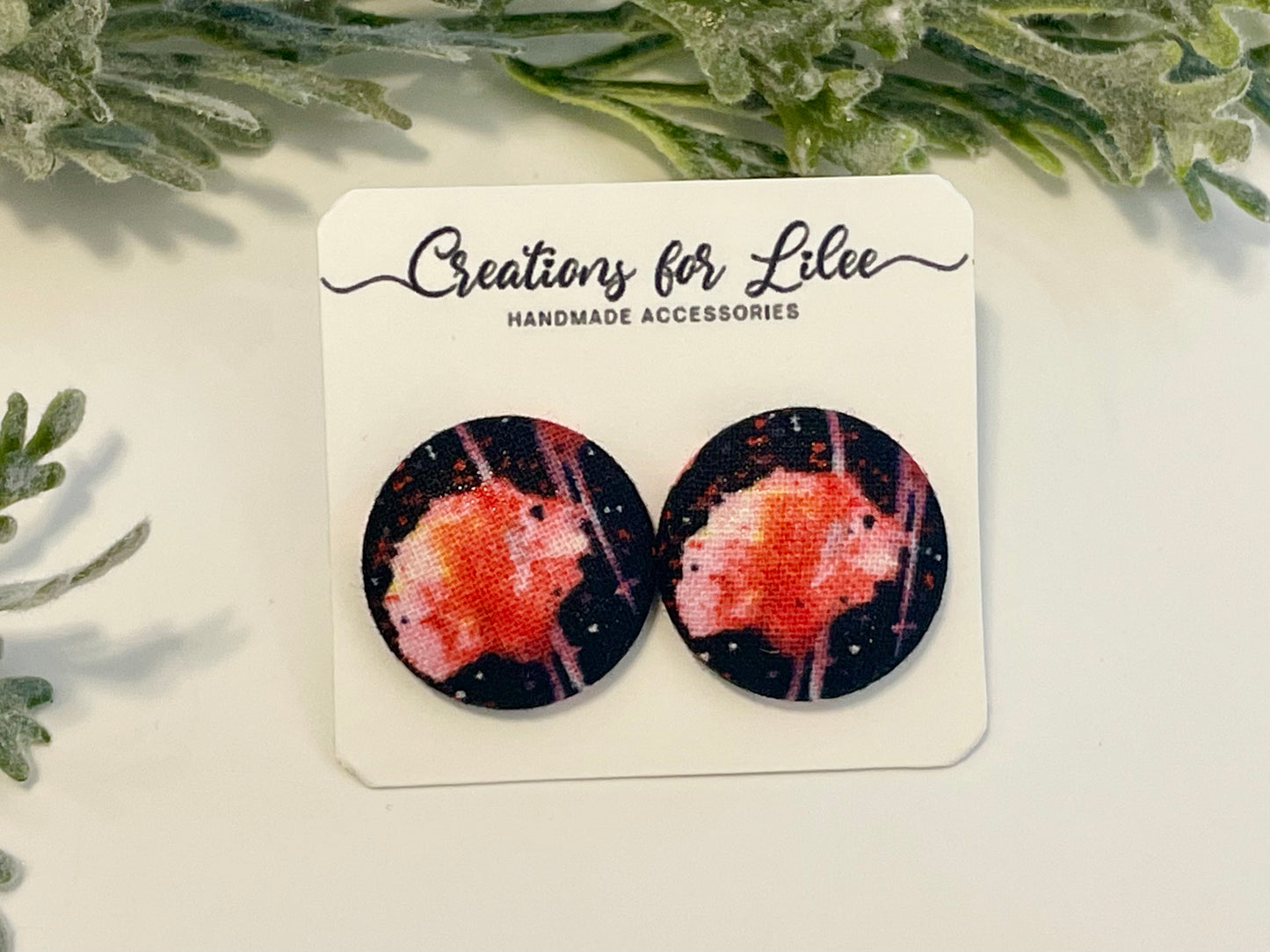 Button Earrings - Flowers & Stripes