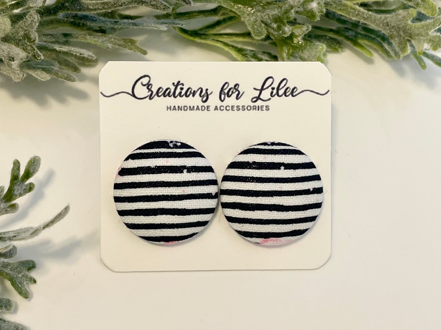 Button Earrings - Flowers & Stripes