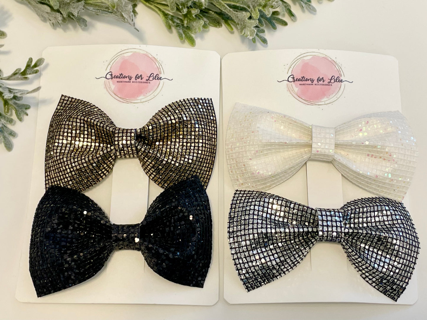 Sparkly Hair Bows - 2-Pack