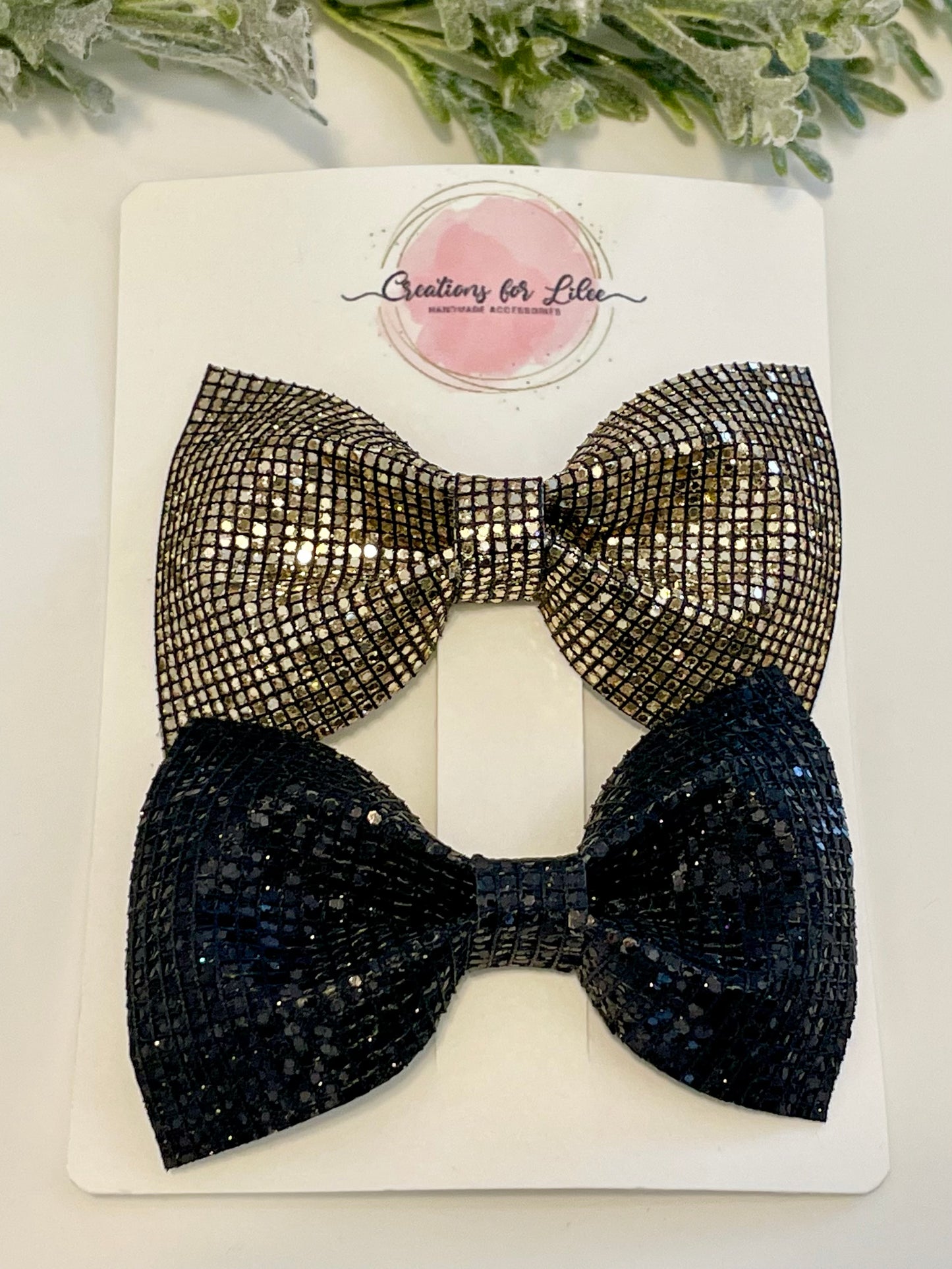 Sparkly Hair Bows - 2-Pack