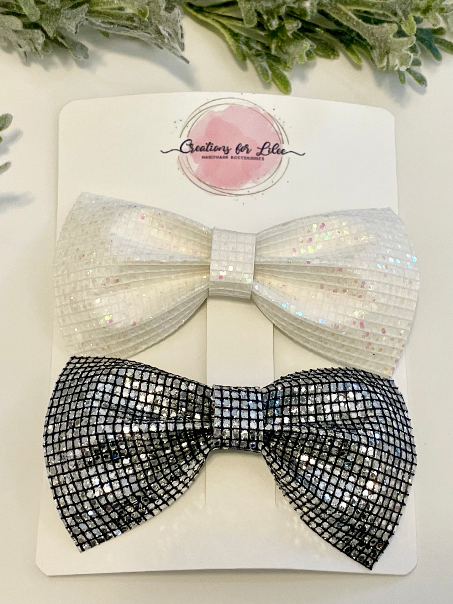 Sparkly Hair Bows - 2-Pack