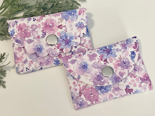 Coin Purse - Purple Watercolor Floral