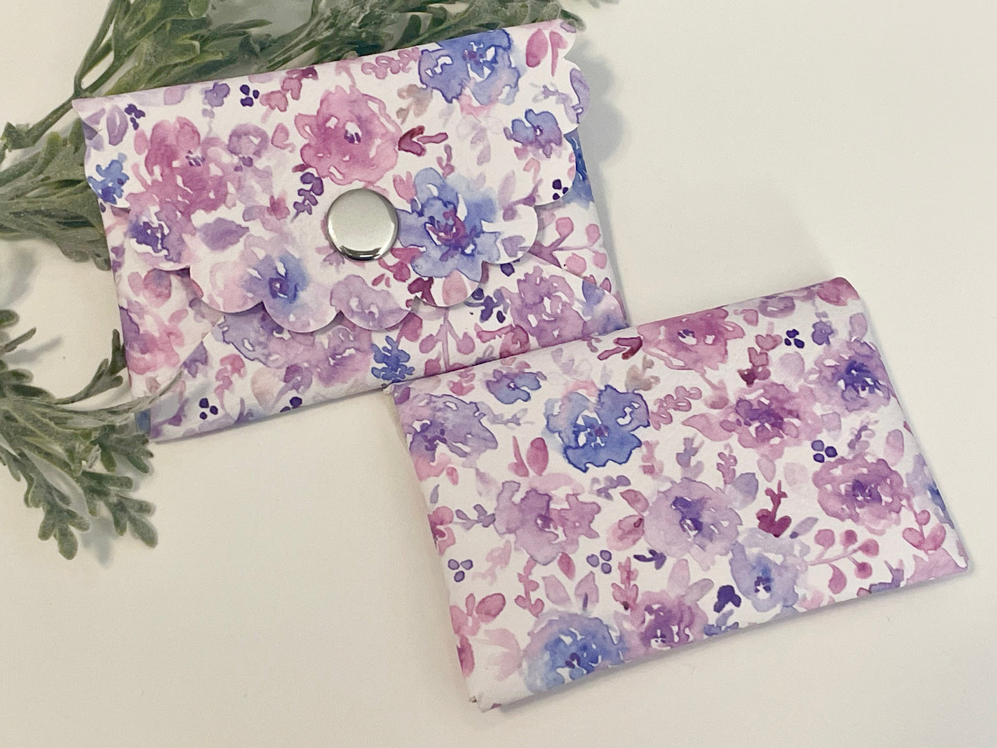 Coin Purse - Purple Watercolor Floral