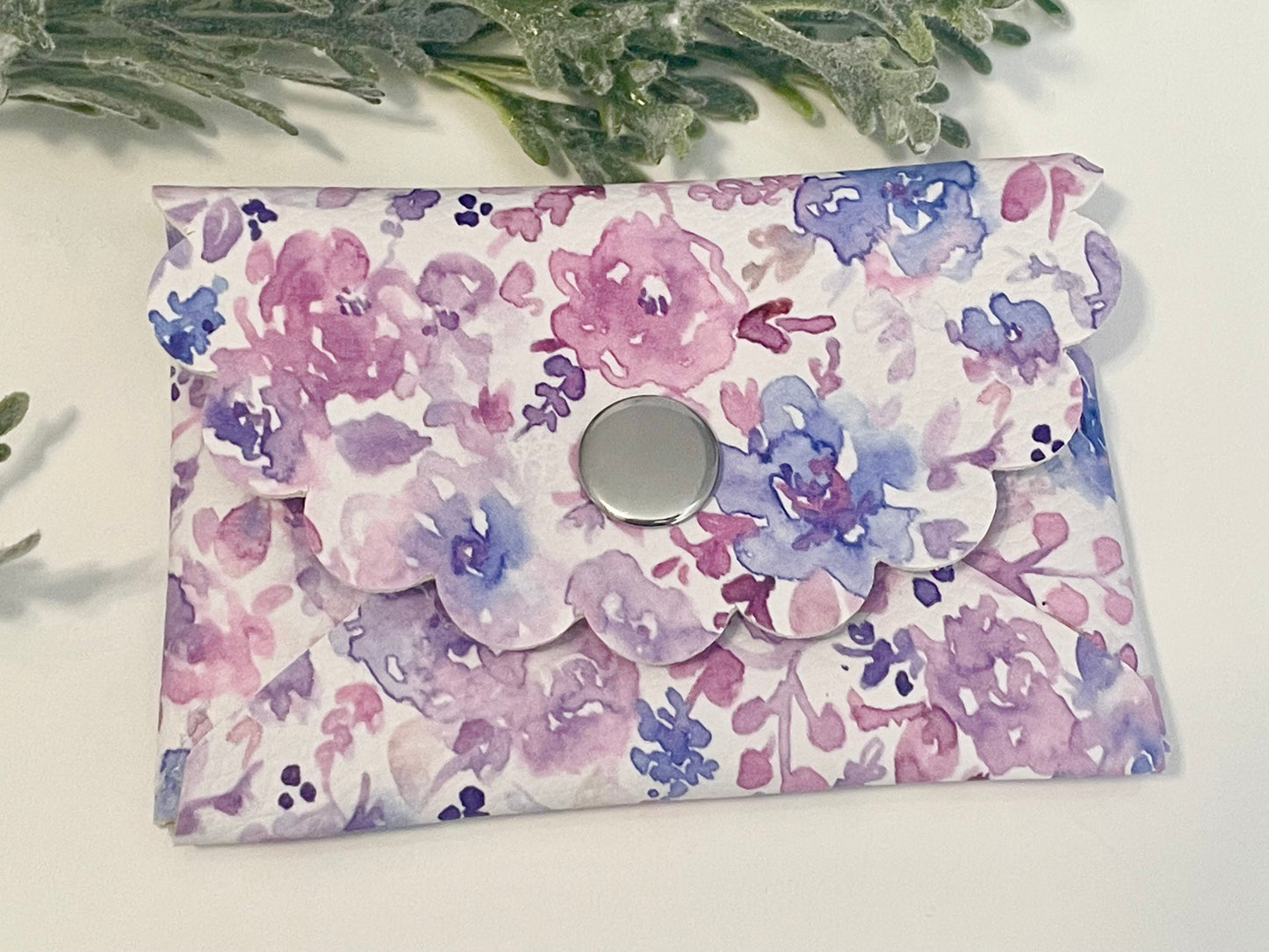 Coin Purse - Purple Watercolor Floral