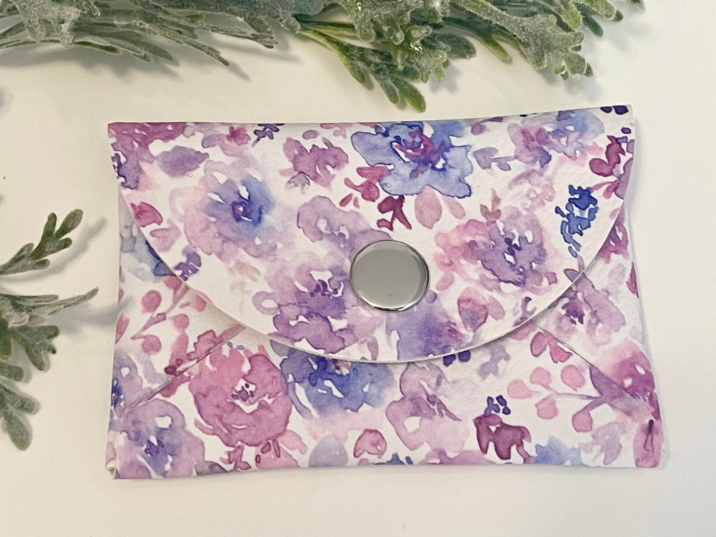 Coin Purse - Purple Watercolor Floral