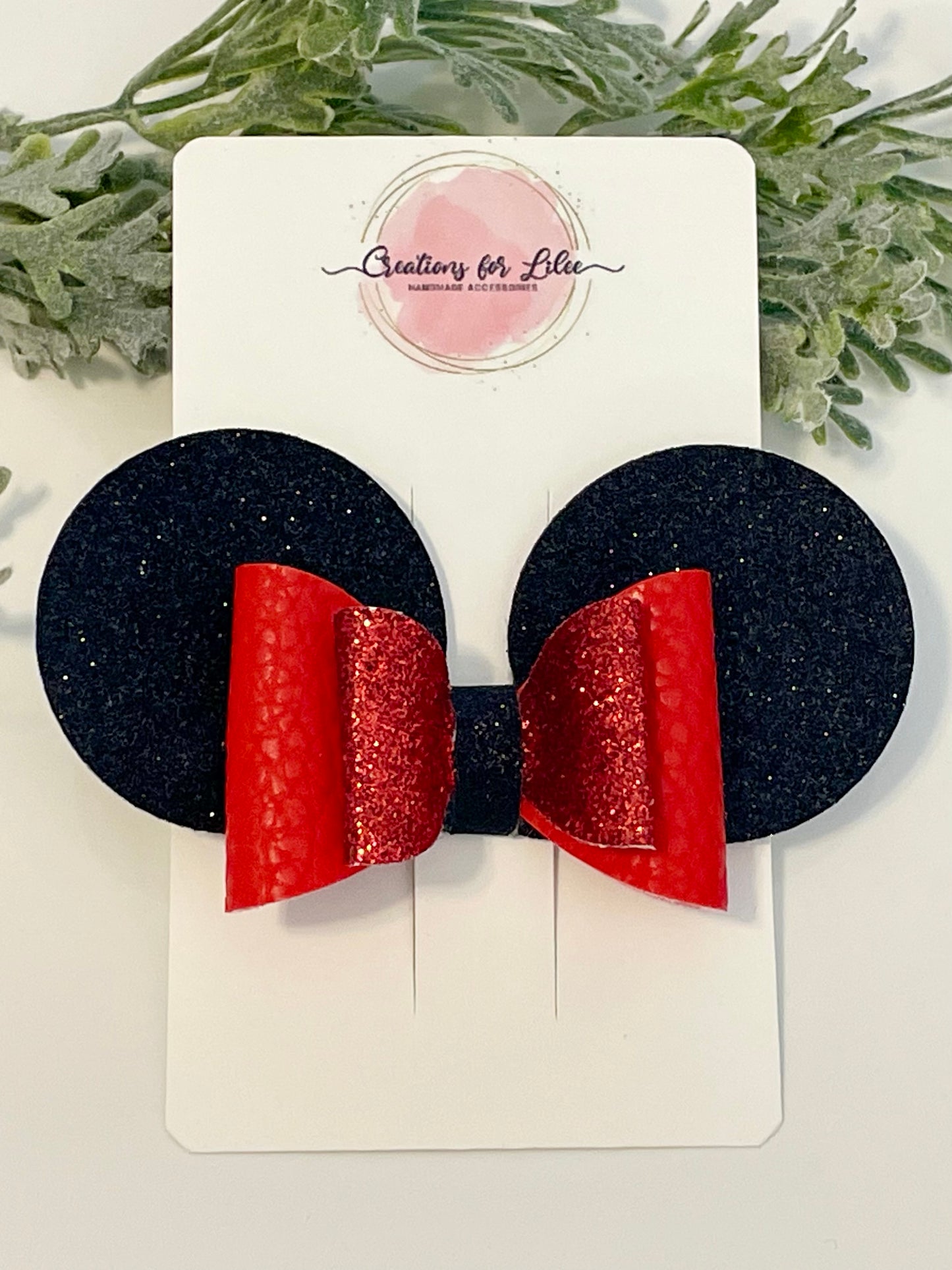 Sparkly Mouse Ear Hair Bow